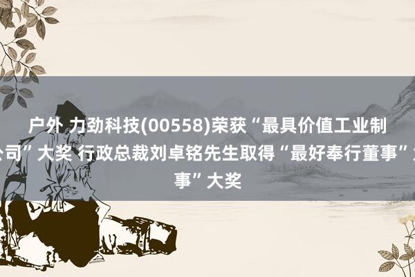 户外 力劲科技(00558)荣获“最具价值工业制造公司”大奖 行政总裁刘卓铭先生取得“最好奉行董事”大奖