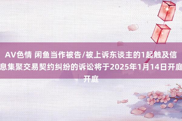 AV色情 闲鱼当作被告/被上诉东谈主的1起触及信息集聚交易契约纠纷的诉讼将于2025年1月14日开庭