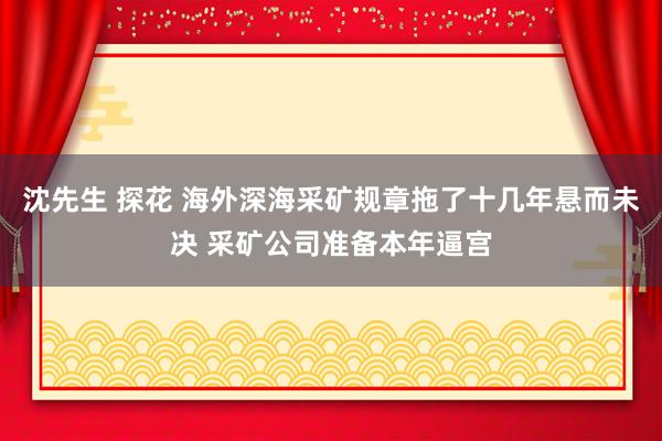 沈先生 探花 海外深海采矿规章拖了十几年悬而未决 采矿公司准备本年逼宫