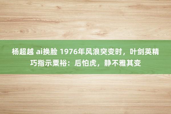 杨超越 ai换脸 1976年风浪突变时，叶剑英精巧指示粟裕：后怕虎，静不雅其变