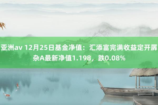 亚洲av 12月25日基金净值：汇添富完满收益定开羼杂A最新净值1.198，跌0.08%