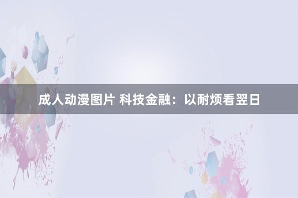 成人动漫图片 科技金融：以耐烦看翌日
