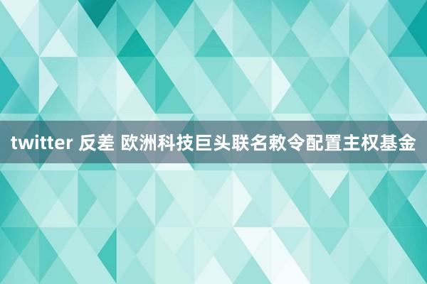 twitter 反差 欧洲科技巨头联名敕令配置主权基金
