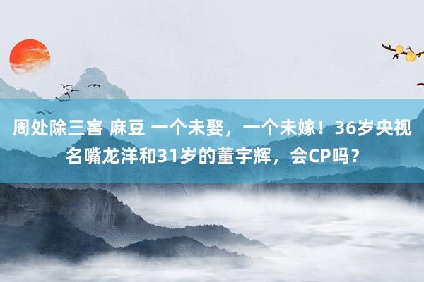 周处除三害 麻豆 一个未娶，一个未嫁！36岁央视名嘴龙洋和31岁的董宇辉，会CP吗？